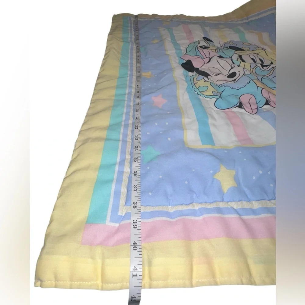 Vintage Disney Pastel Mickey Crib Quilt nursery 41.5”‎ x 31.5”
